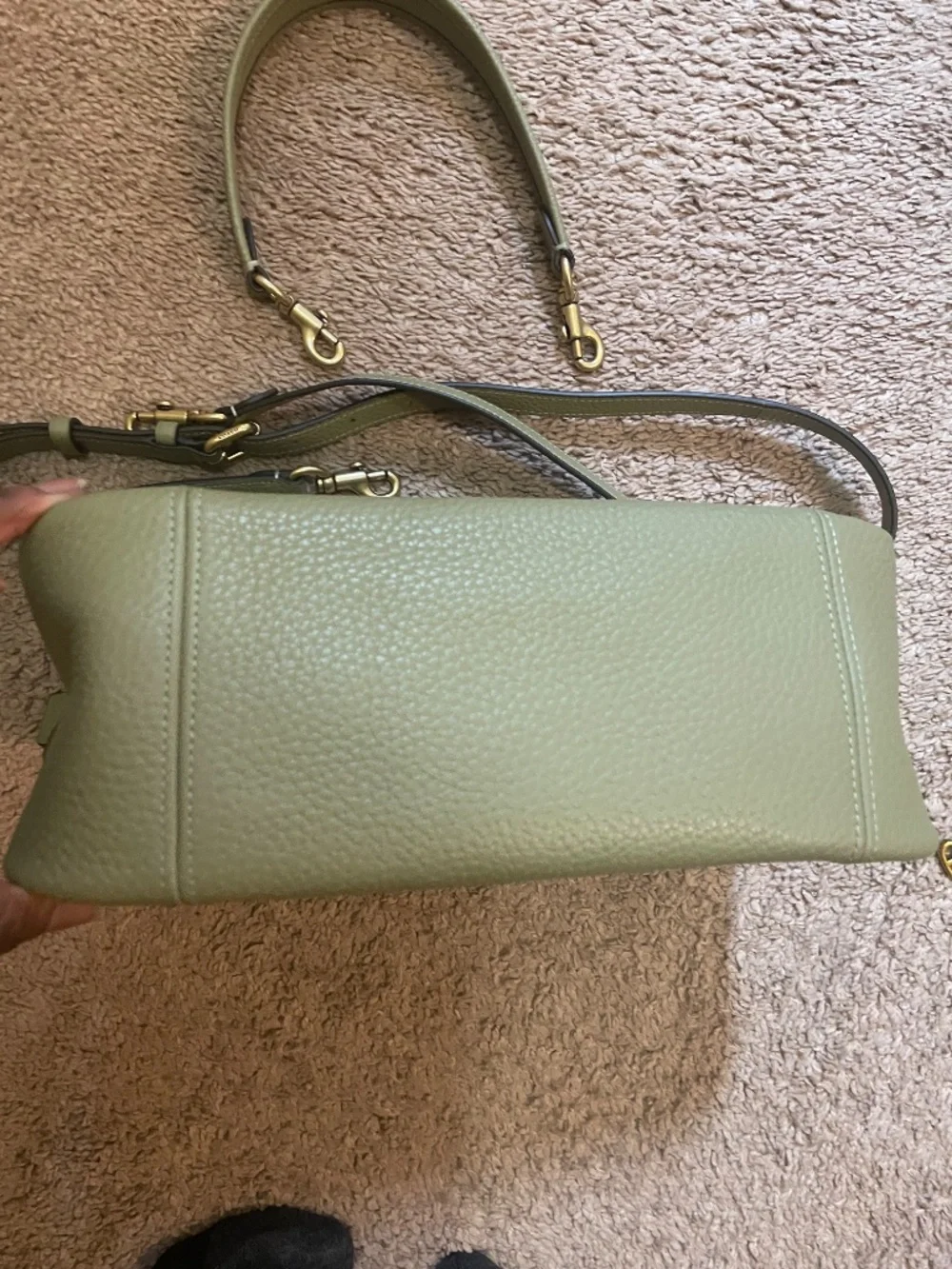 Coach Cary Shoulder in Moss Pebbled Leather